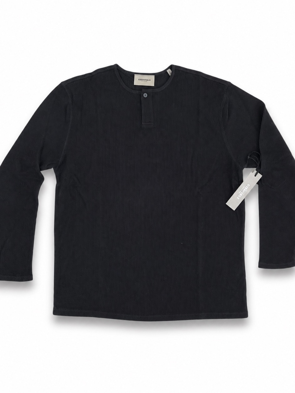 Fear of God Essentials Authentic Black Thermal Henley Shirt Size M NWT authentic